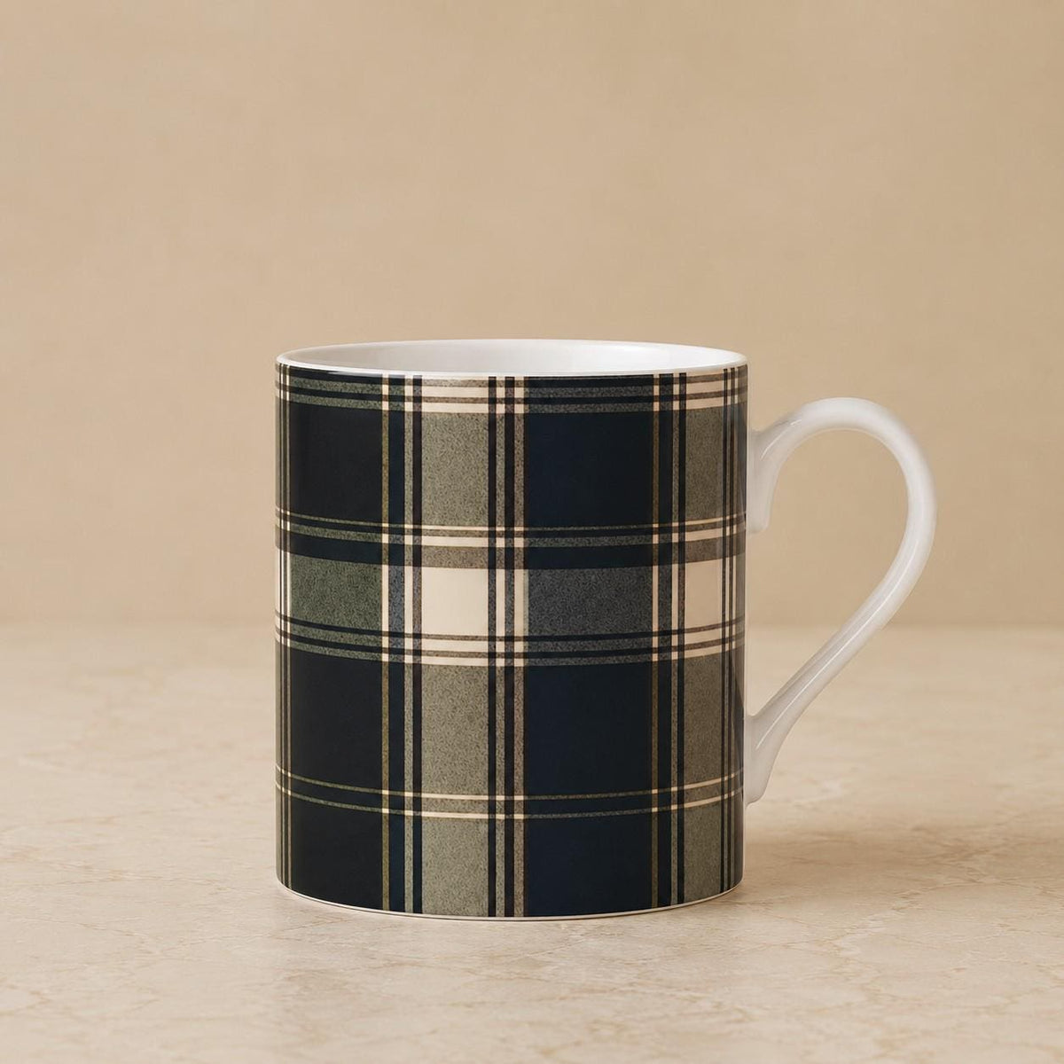 The Navy Country Check Fine Bone China Mug