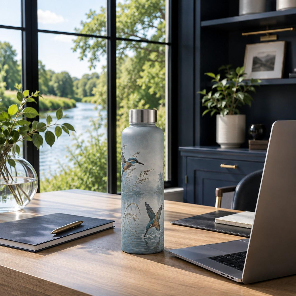 Kingfisher Waters Glass Water Bottle