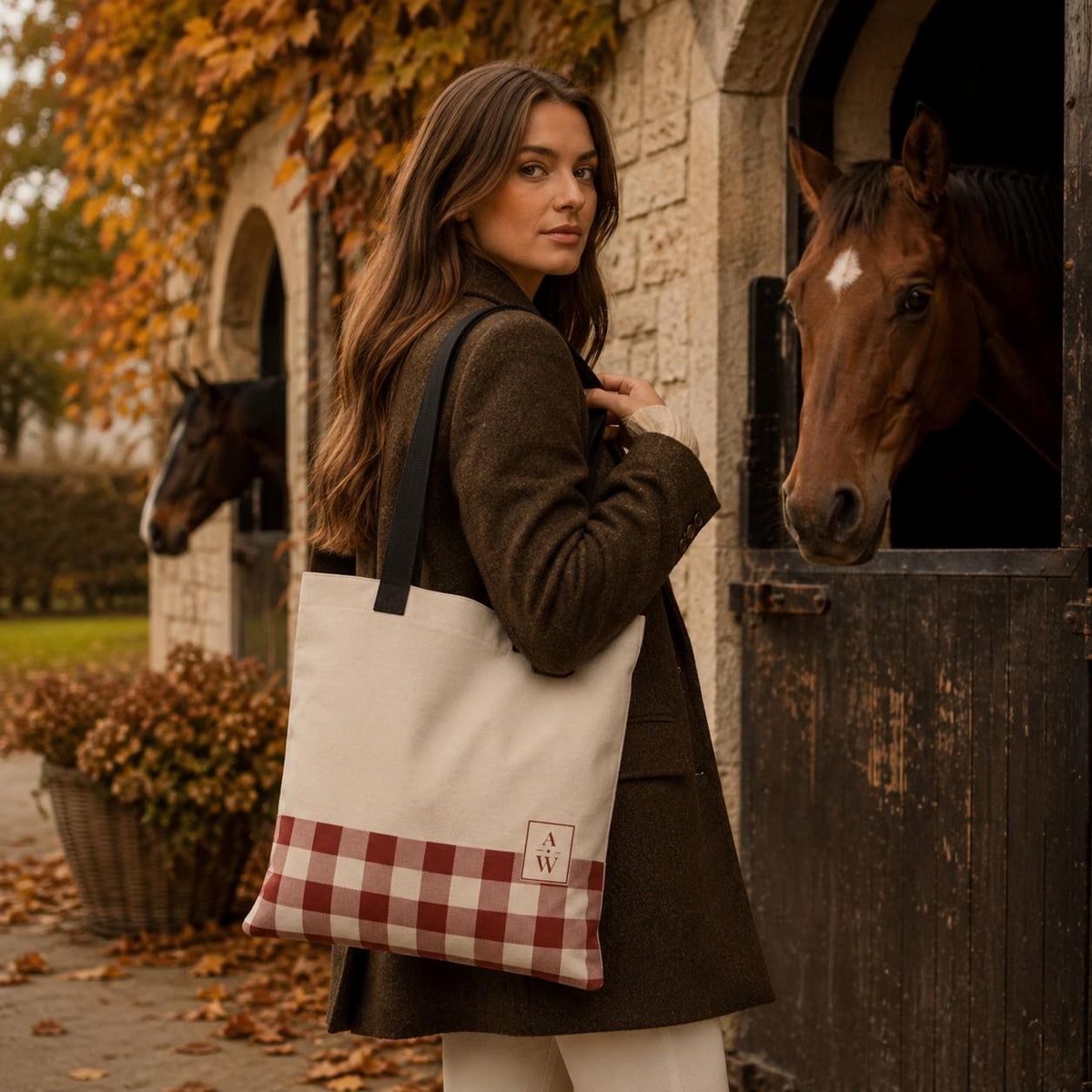 The Heritage Gingham Tote Bag – Burgundy