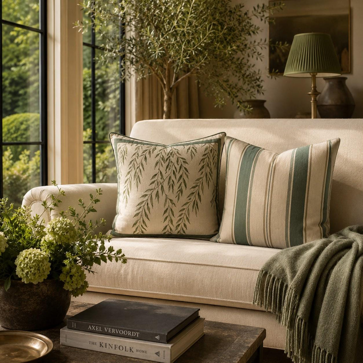 The Signature Willow Stripe Cushion Sage