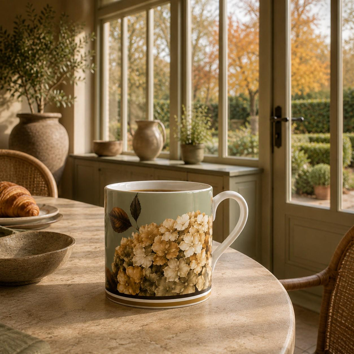 Autumn Hydrangea Fine Bone China Mug
