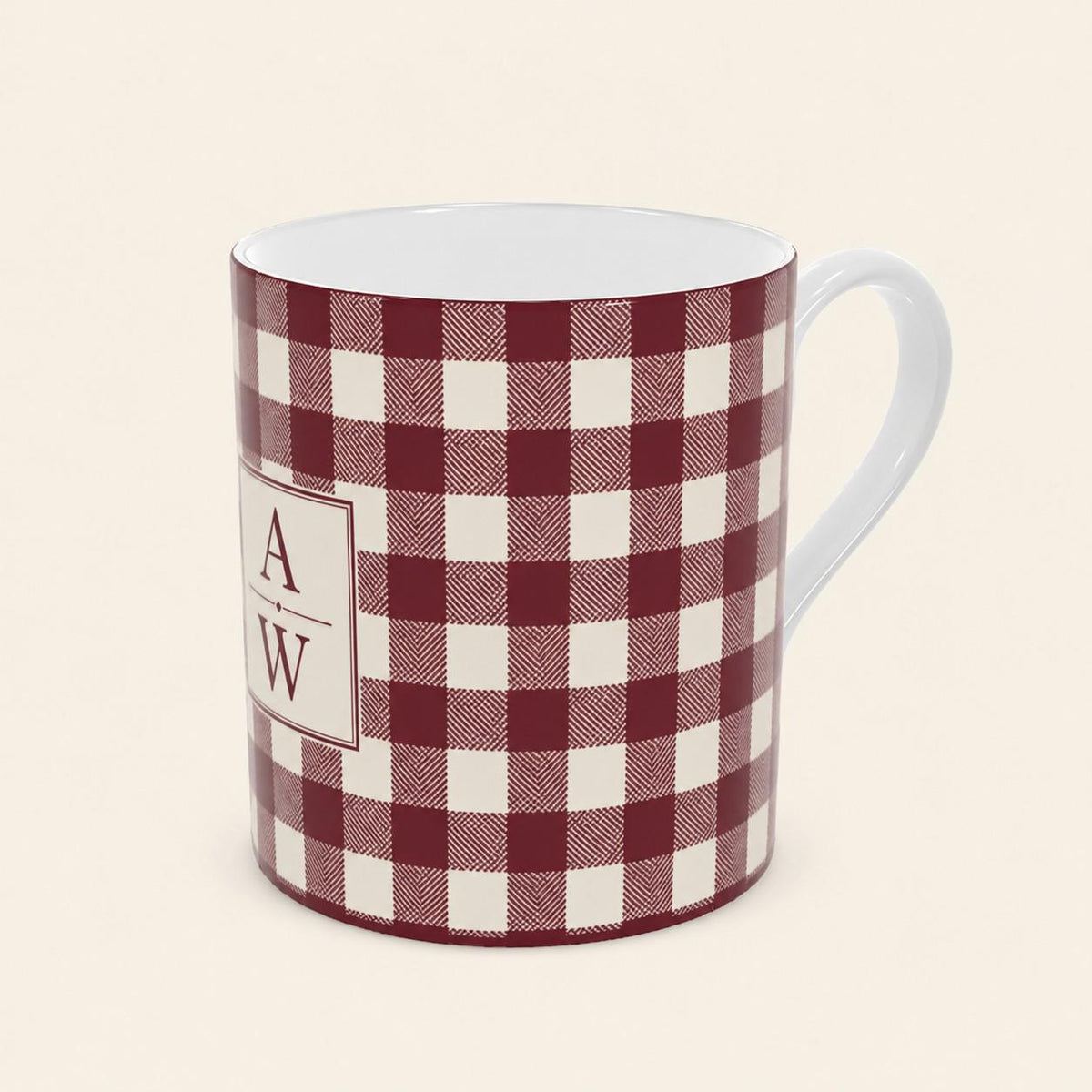 The Heritage Gingham Mug – Burgundy