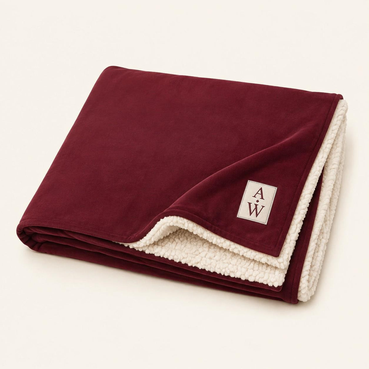 The Heritage Monogram Sherpa Throw – Burgundy