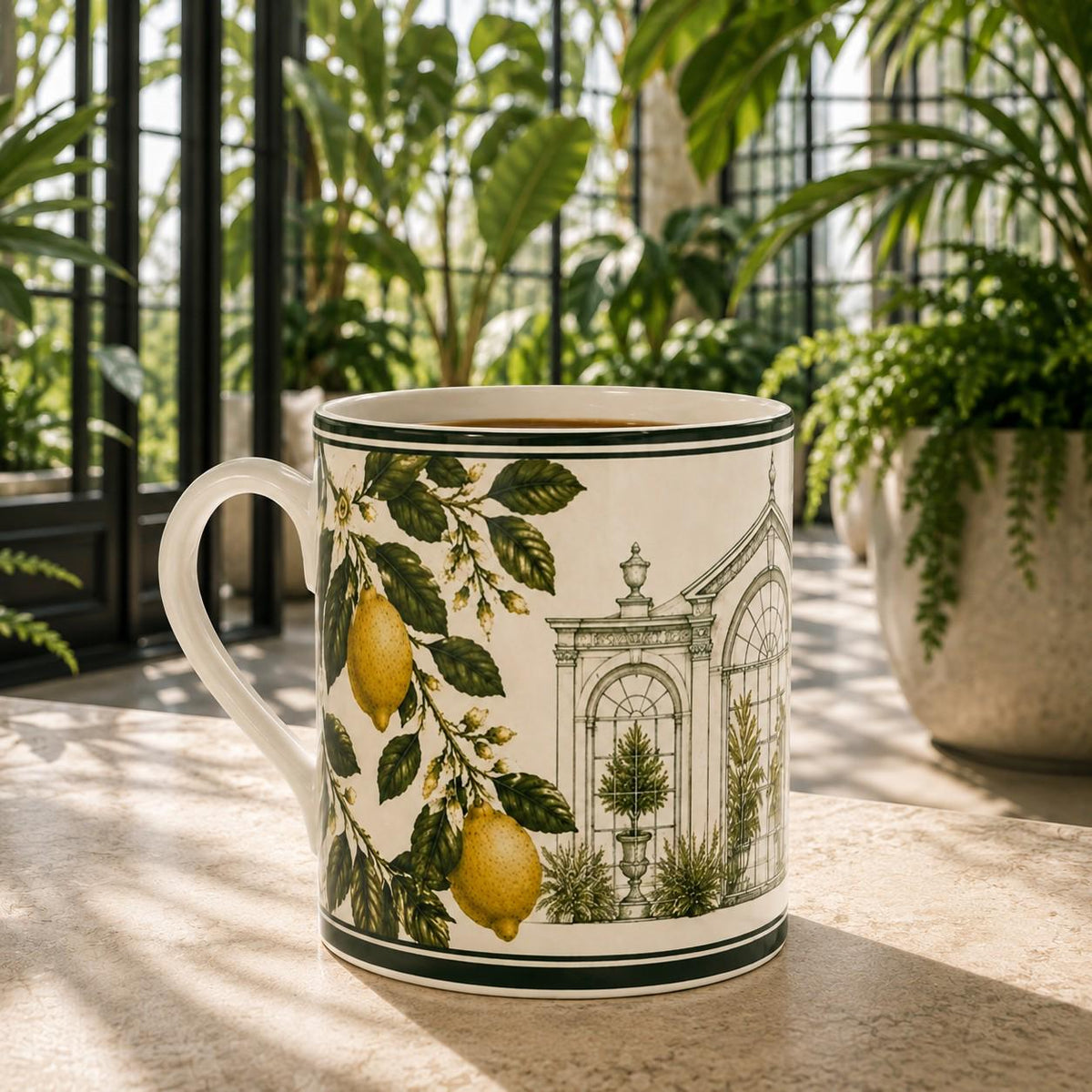 The Orangery Lemon Glasshouse Fine Bone China Mug