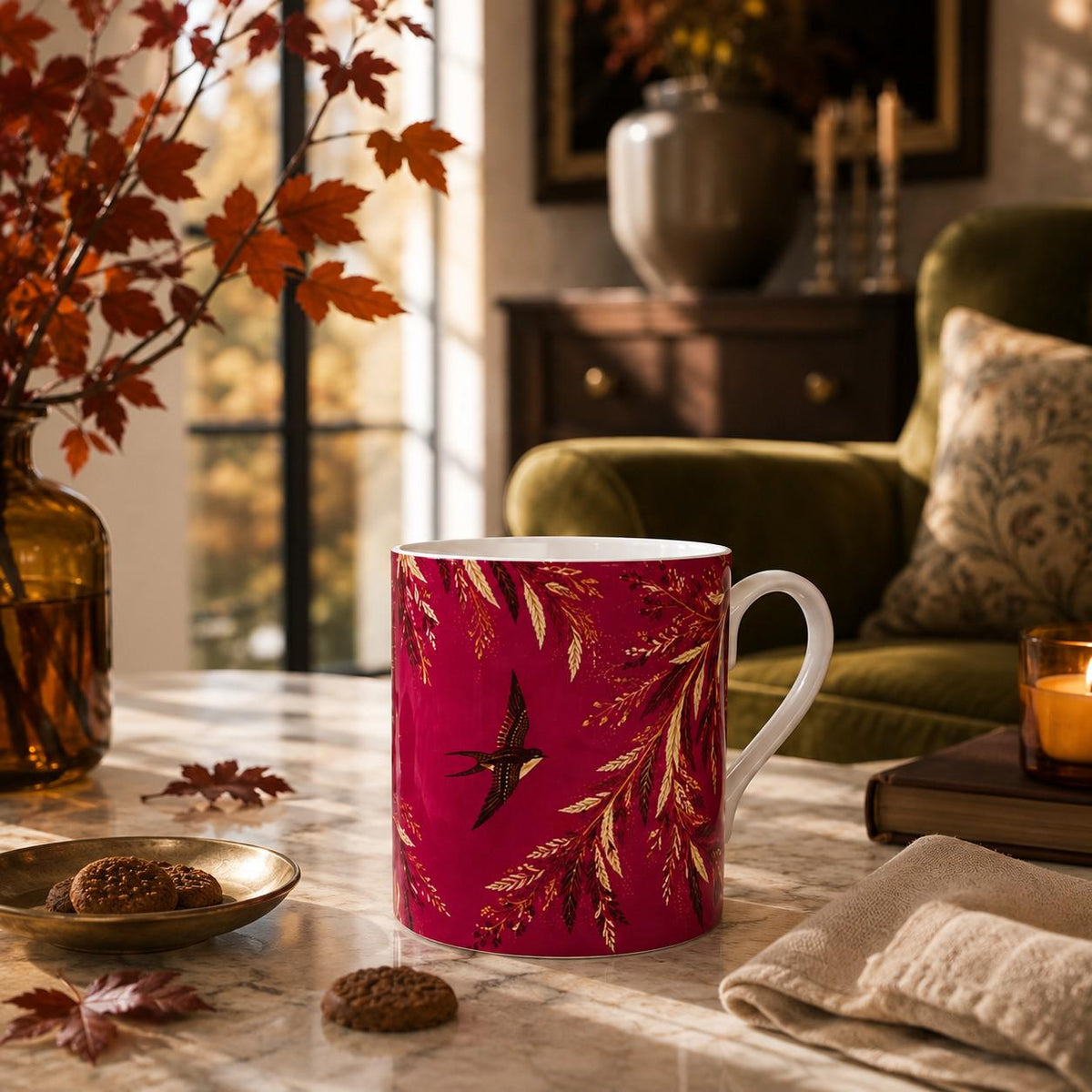 The Crimson Swift Fine Bone China Mug