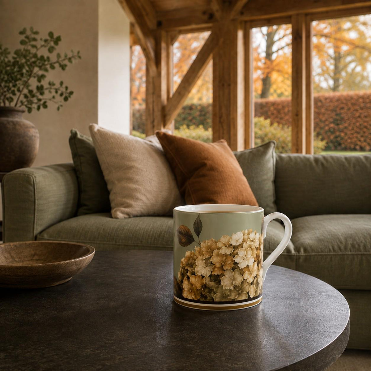 Autumn Hydrangea Fine Bone China Mug