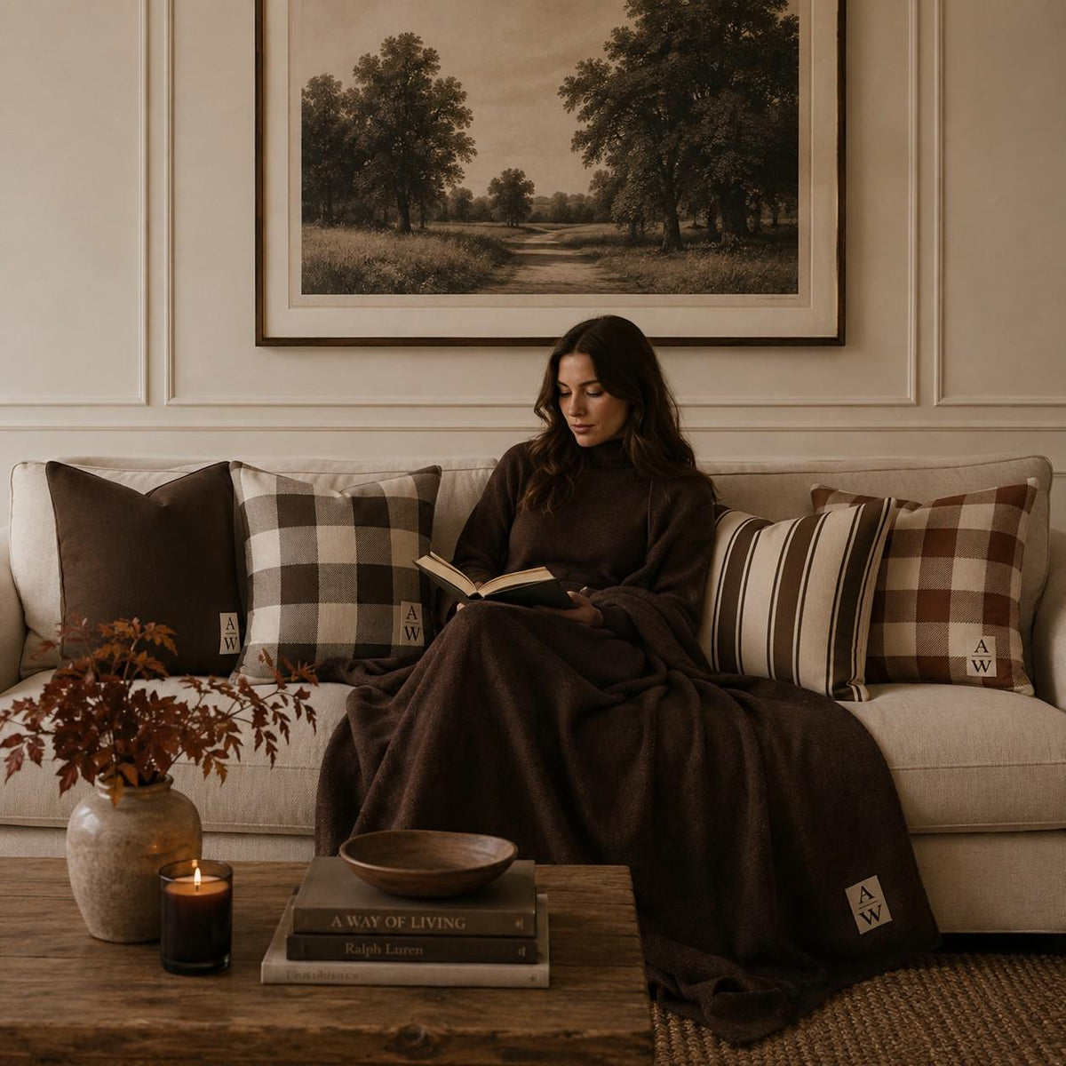 The Heritage Monogram Sherpa Throw – Espresso