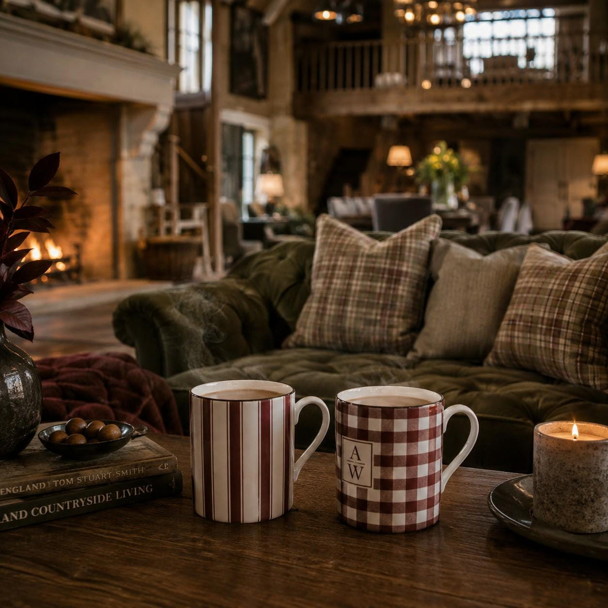 The Heritage Stripe Mug – Burgundy
